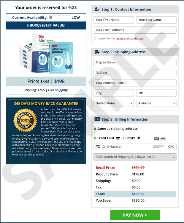 ArcticZen Checkout Page